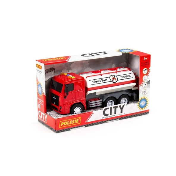 YUMURCAK TOYZ 96296 CİTY-2 Sürtmeli V2 Tanker Işıklı ve Sesli Kırmızı Kabin Kutuda - Polesie Kız Erkek Çocuk Oyunc ürün görseli 1