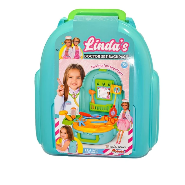YUMURCAK TOYZ 03843 Linda'nın Doktor Set Sırt Çantası Kız Erkek Çocuk Oyuncak Eğitici Oyuncaklar ürün görseli 1