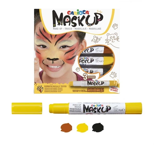 YUMURCAK TOYZ Carioca Mask Up Yüz Boyası 3 Renk Animals Kız Erkek Çocuk Oyuncak Eğitici Oyuncaklar ürün görseli 1
