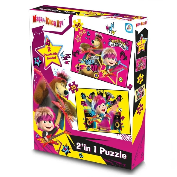 YUMURCAK TOYZ Maşa ile Koca Ayı 2'li Puzzle Kız Erkek Çocuk Oyuncak Eğitici Oyuncaklar ürün görseli 1