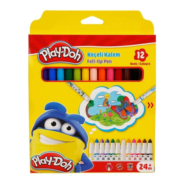 YUMURCAK TOYZ Play-Doh Keçeli Kalem 12 Renk Karton Kutu Kız Erkek Çocuk Oyuncak Eğitici Oyuncaklar ürün görseli 1