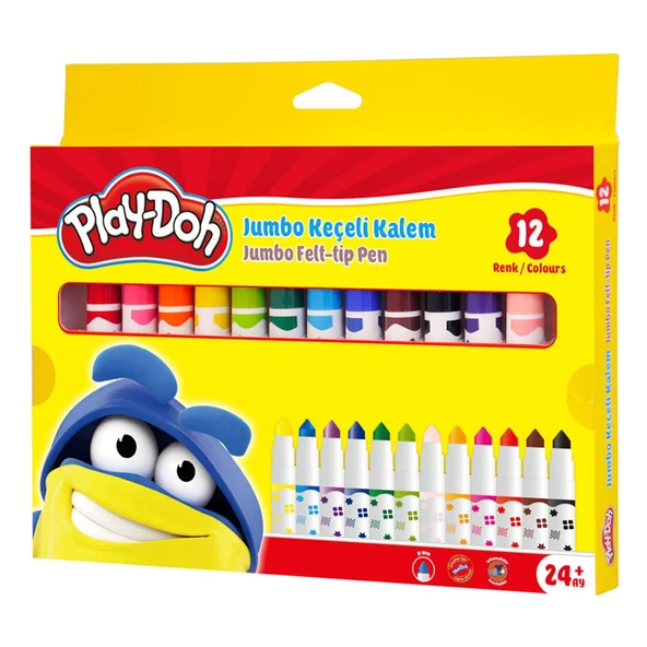 YUMURCAK TOYZ Play-Doh Jumbo Keçeli Kalem Karton 12 Renk 8 mm Kız Erkek Çocuk Oyuncak Eğitici Oyuncaklar ürün görseli 1