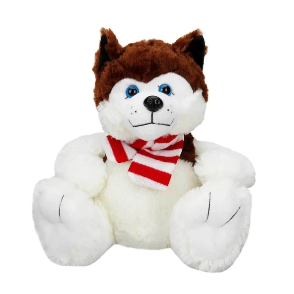 YUMURCAK TOYZ Sunman Oturan Husky Atkılı Peluş Köpek 30cm Kız Erkek Çocuk Oyuncak Eğitici Oyuncaklar ürün görseli 1