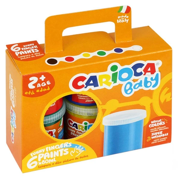 YUMURCAK TOYZ Carioca Yıkanabilir Parmak Boyası 6 Renk Kız Erkek Çocuk Oyuncak Eğitici Oyuncaklar ürün görseli 1