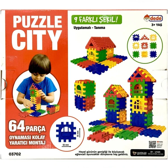 YUMURCAK TOYZ Puzzle City 3D Yapı ve Tasarım Blokları 64 Parça - 03702 Kız Erkek Çocuk Oyuncak Eğitici Oyuncaklar ürün görseli 1