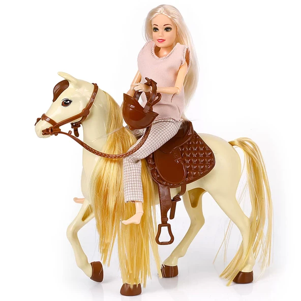 YUMURCAK TOYZ Jasmine Atlı Bebek Bej-Kahve Kız Erkek Çocuk Oyuncak Eğitici Oyuncaklar ürün görseli 1