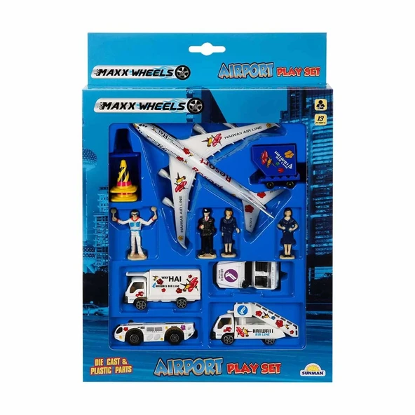 YUMURCAK TOYZ Maxx Wheels Havaalanı Seti 13 Parça Kız Erkek Çocuk Oyuncak Eğitici Oyuncaklar ürün görseli 1