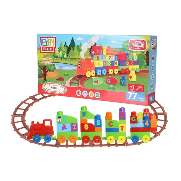 YUMURCAK TOYZ Play Blox Oyuncak Tren Seti 77 Parça Sayılar ve Alfabe Treni Parlak Renkler Mega Blok Seti Kız Erkek ürün görseli 1