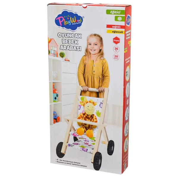 YUMURCAK TOYZ Playwood Ahşap Oyuncak Bebek Arabası Kız Erkek Çocuk Oyuncak Eğitici Oyuncaklar ürün görseli 1