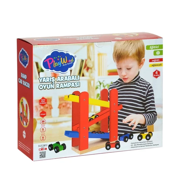 YUMURCAK TOYZ Playwood Ahşap Yarış Arabalı Oyun Rampası Kız Erkek Çocuk Oyuncak Eğitici Oyuncaklar ürün görseli 1