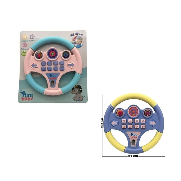 YUMURCAK TOYZ Nini Baby Direksiyon Eğitici Sesli Müzikli 21*21cm 8 Tuşlu Oyuncak Direksiyon Kız Erkek Çocuk Oyunca ürün görseli 1