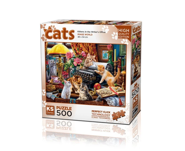 YUMURCAK TOYZ KS Puzzle 500 Parça Cats Kittens in the Writer's Office Kız Erkek Çocuk Oyuncak Eğitici Oyuncaklar ürün görseli 1