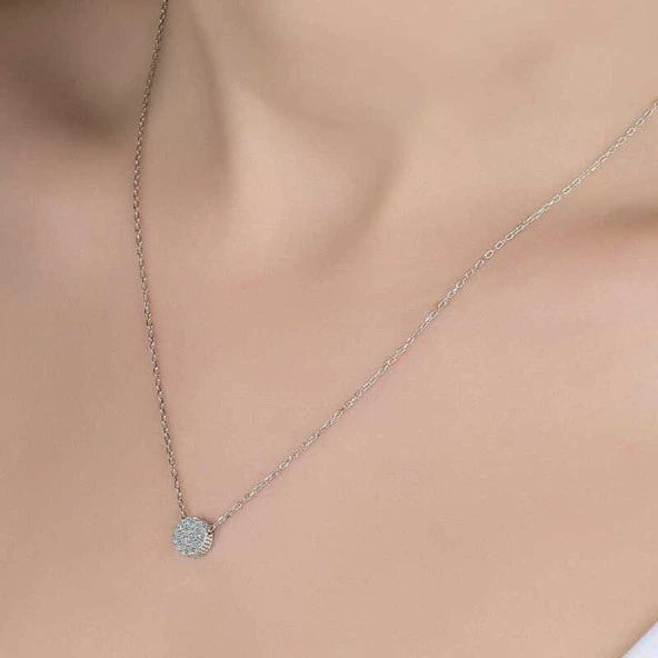 Swarovski Taşlı Gümüş Çember Bayan Kolye ürün görseli 1