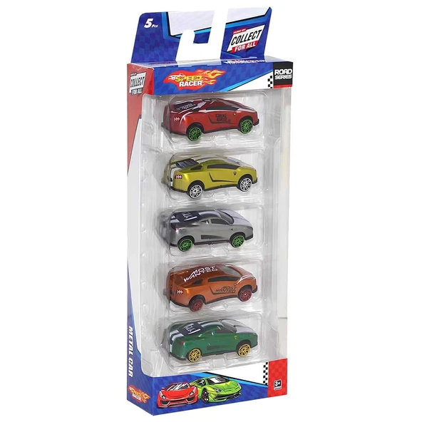 YUMURCAK TOYZ Speed Racer Road Series Metal Model Araba Seti 5'li Kız Erkek Çocuk Oyuncak Eğitici Oyuncaklar ürün görseli 1