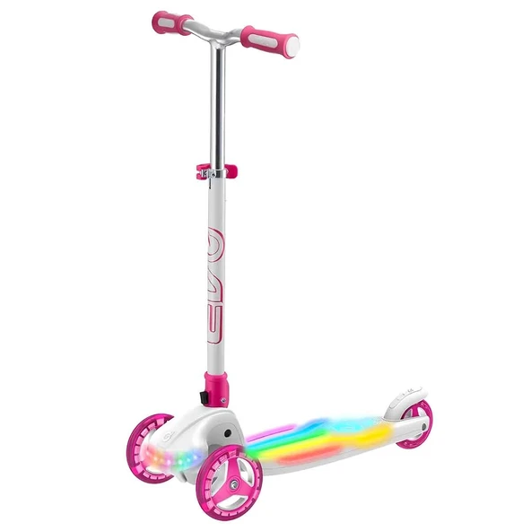 YUMURCAK TOYZ Evo 3 Tekerlekli Colour Burst Işıklı Beyaz Scooter Kız Erkek Çocuk Oyuncak Eğitici Oyuncaklar ürün görseli 1