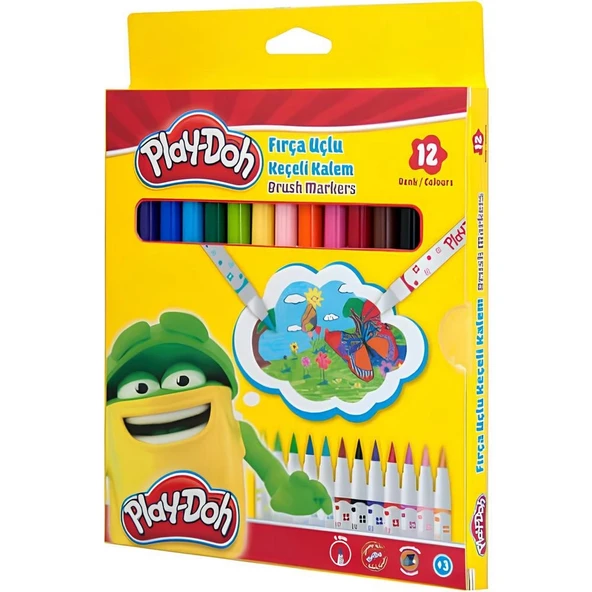 YUMURCAK TOYZ Play-Doh Fırça Uçlu Keçeli Kalem 12'li Kız Erkek Çocuk Oyuncak Eğitici Oyuncaklar ürün görseli 1