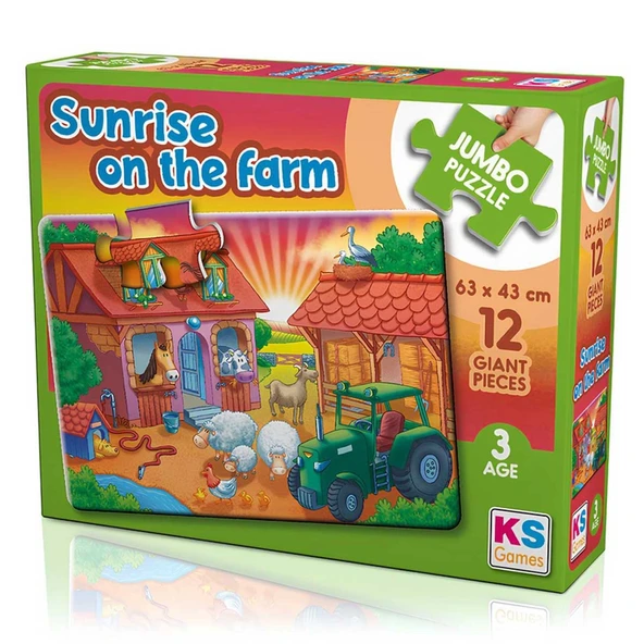 YUMURCAK TOYZ KS Games Sunrise On The Farm 12 Parça Puzzle Kız Erkek Çocuk Oyuncak Eğitici Oyuncaklar ürün görseli 1