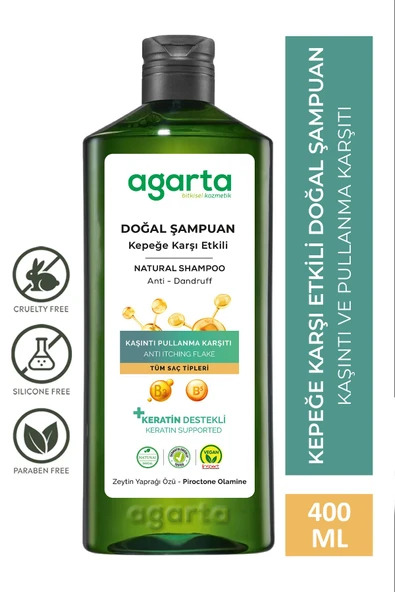 Agarta Doğal Kepeğe Karşı Etkili Şampuan 400 ml (VEGAN,TUZSUZ) ürün görseli 1