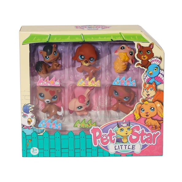 YUMURCAK TOYZ KZL-3046A2 Pet Star 6'lı Miniş Seti Kız Erkek Çocuk Oyuncak Eğitici Oyuncaklar ürün görseli 1