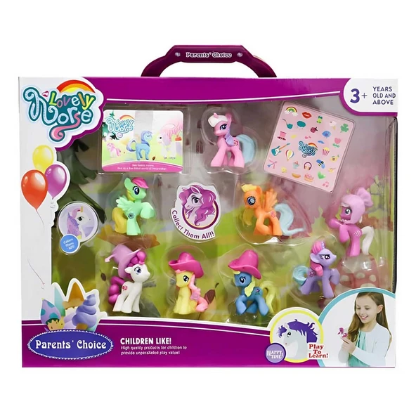 YUMURCAK TOYZ 8'li Mini Pony Figür Seti Kız Erkek Çocuk Oyuncak Eğitici Oyuncaklar ürün görseli 1
