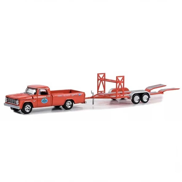 YUMURCAK TOYZ Greenlight 1:64 1967 Dodge D-100 with Tandem Car Trailer Kız Erkek Çocuk Oyuncak Eğitici Oyuncaklar ürün görseli 1