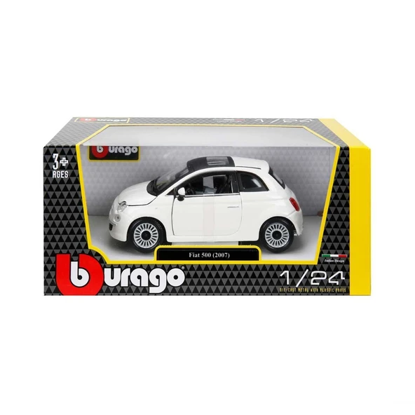 YUMURCAK TOYZ 22106 Burago 1:24 Fiat 500 2007 Model Araba Kız Erkek Çocuk Oyuncak Eğitici Oyuncaklar ürün görseli 1