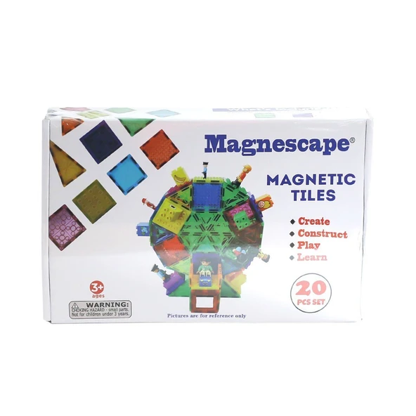 YUMURCAK TOYZ 8820 Magnescape Manyetik Tiles 20 Parça Kız Erkek Çocuk Oyuncak Eğitici Oyuncaklar ürün görseli 1