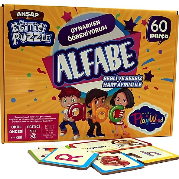 YUMURCAK TOYZ Eğitici Ahşap Puzzle Alfabe Kız Erkek Çocuk Oyuncak Eğitici Oyuncaklar ürün görseli 1