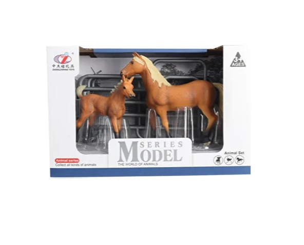 YUMURCAK TOYZ Model Hayvan Seti At ve Tay Kahverengi Kız Erkek Çocuk Oyuncak Eğitici Oyuncaklar ürün görseli 1