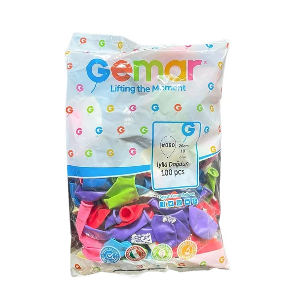 YUMURCAK TOYZ GD-90 Doğum Günü Balonu 100adet Kız Erkek Çocuk Oyuncak Eğitici Oyuncaklar ürün görseli 1