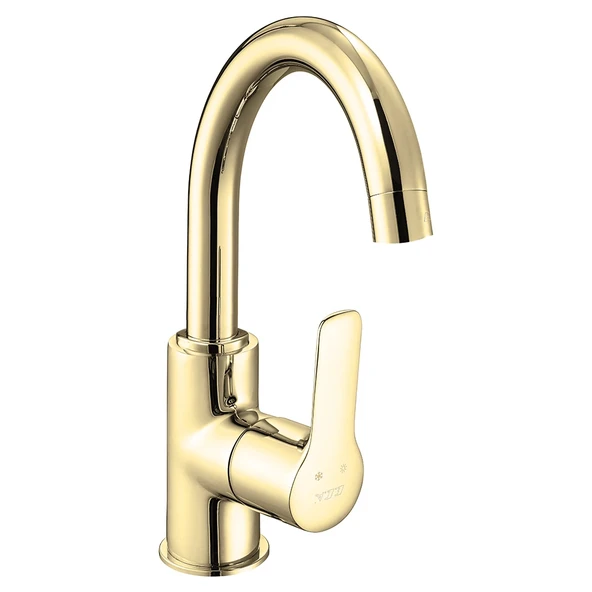 Eca Luna Lavabo Batarya Kuğu Borulu Altın Görünümlü 102808953 ürün görseli 1