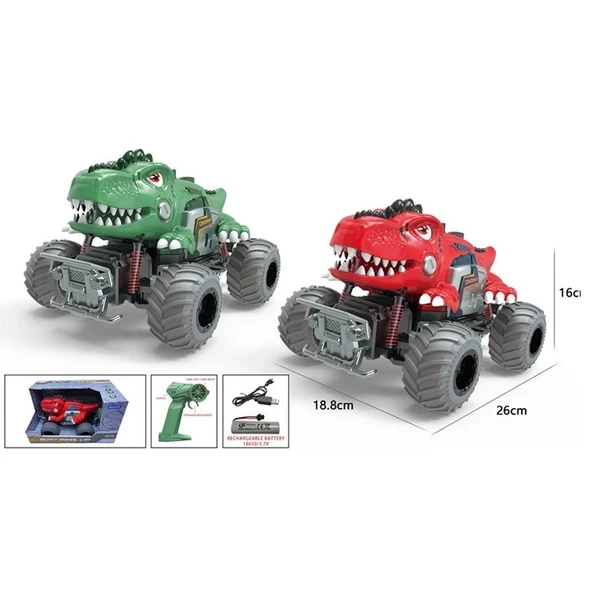 YUMURCAK TOYZ YD898-MT1892 Uzaktan Kumandalı Full Fonksiyon 2.4G Süspansiyonlu Dinozor Araba Kız Erkek Çocuk Oyunc ürün görseli 1