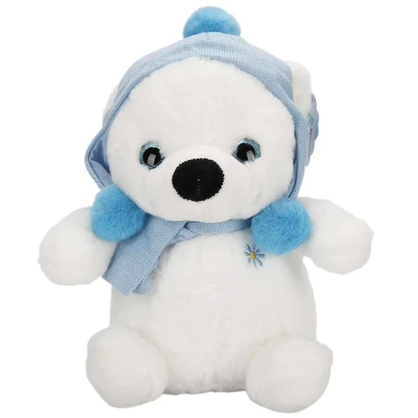 YUMURCAK TOYZ Şapkalı ve Atkılı Peluş Kutup Ayısı 30cm S00004773 Kız Erkek Çocuk Oyuncak Eğitici Oyuncaklar ürün görseli 1