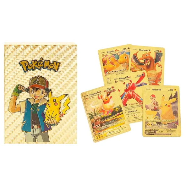YUMURCAK TOYZ Pokemon Starter Kartları Gold 55'li Paket Kız Erkek Çocuk Oyuncak Eğitici Oyuncaklar ürün görseli 1