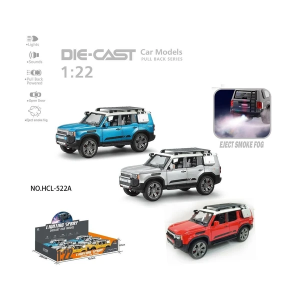 YUMURCAK TOYZ HCL-522A Çek Bırak 1:22 Sesli Ve Işıklı Buharlı Off-Road Metal Jeep Kız Erkek Çocuk Oyuncak Eğitici ürün görseli 1