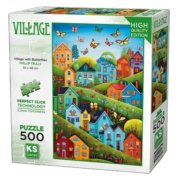 YUMURCAK TOYZ KS Games Village with Butterflies Puzzle 500 Parça 20079 Kız Erkek Çocuk Oyuncak Eğitici Oyuncaklar ürün görseli 1