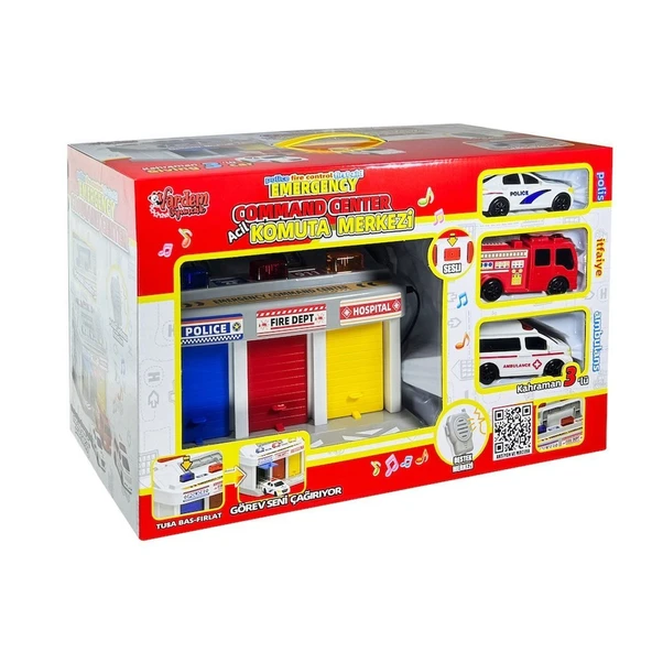 YUMURCAK TOYZ LFI-9555 Işıklı Müzikli İlk Yardım Garajı (Ambulans, Polis, İtfaiye Araçları) Kız Erkek Çocuk Oyunca ürün görseli 1