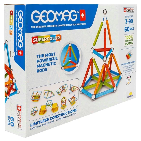 YUMURCAK TOYZ Geomag Supercolor Panels Manyetik Zeka Oyunu 60 Parça S01000384 Kız Erkek Çocuk Oyuncak Eğitici Oyun ürün görseli 1