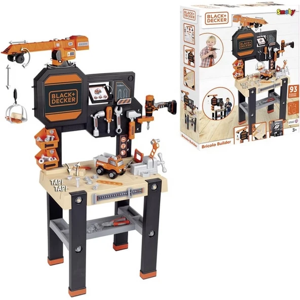 YUMURCAK TOYZ Smoby Black & Decker Vinçli Çalışma Tezgahı 360731 Kız Erkek Çocuk Oyuncak Eğitici Oyuncaklar ürün görseli 1