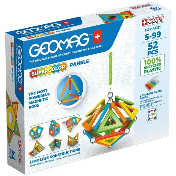 YUMURCAK TOYZ Geomag Supercolor Panels Manyetik Zeka Oyunu 52 Parça Kız Erkek Çocuk Oyuncak Eğitici Oyuncaklar ürün görseli 1