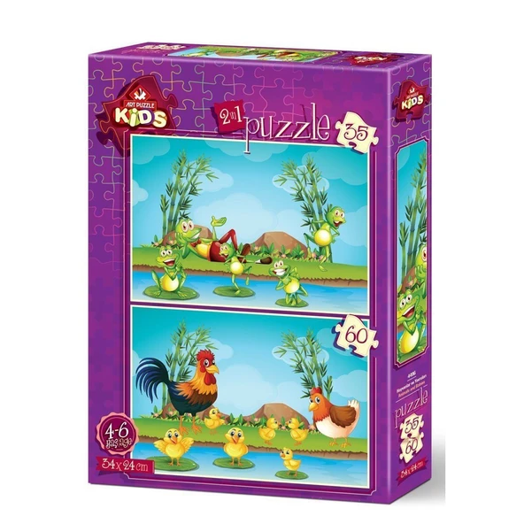 YUMURCAK TOYZ 4496 Hayvanlar ve Yavruları 35+60 Parça Çocuk Puzzle Kız Erkek Çocuk Oyuncak Eğitici Oyuncaklar ürün görseli 1