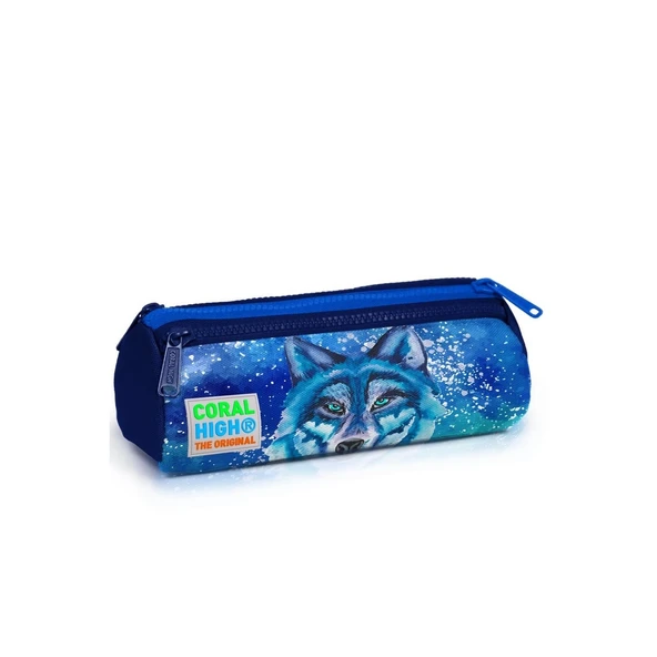 YUMURCAK TOYZ Coral High Kids Lacivert Mavi Kurt Desenli Üç Bölmeli Kalem Çantası 22043 Kız Erkek Çocuk Oyuncak Eğ ürün görseli 1