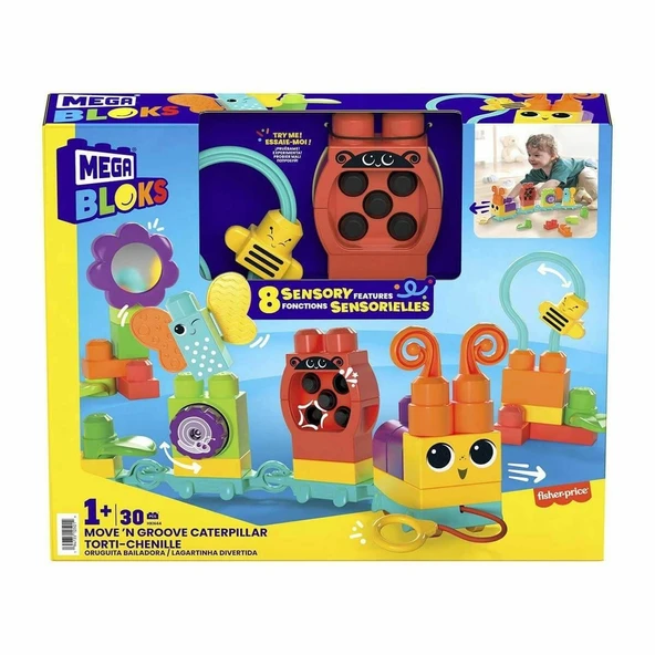 YUMURCAK TOYZ HKN44 MEGA BLOKS® Hareketli Duyusal Gelişim Tırtılı 30 parça +1 yaş Kız Erkek Çocuk Oyuncak Eğitici ürün görseli 1
