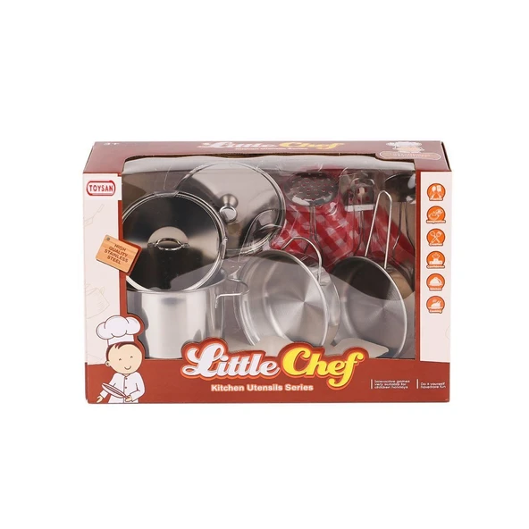 YUMURCAK TOYZ 668-C1 Küçük Şef Metal Tencere Seti Kız Erkek Çocuk Oyuncak Eğitici Oyuncaklar ürün görseli 1