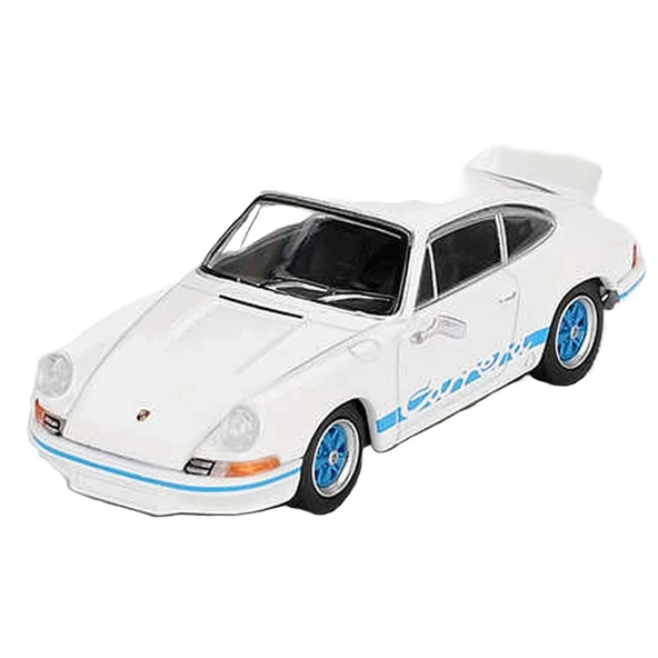 YUMURCAK TOYZ Mini GT 1/64 Porsche 911 Carrera RS 2.7 Grand Prix White with Blue Livery Kız Erkek Çocuk Oyuncak Eğ ürün görseli 1