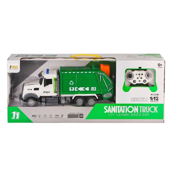 YUMURCAK TOYZ A8196-QH9003-1-2 Kumandalı Sesli ve Işıklı Çöp Kamyonu 1:12 Kız Erkek Çocuk Oyuncak Eğitici Oyuncakl ürün görseli 1