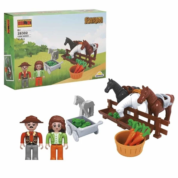 YUMURCAK TOYZ S00028302 FARM SET ATLAR 2FGR 93 PRÇ LEGO -SUN Kız Erkek Çocuk Oyuncak Eğitici Oyuncaklar ürün görseli 1