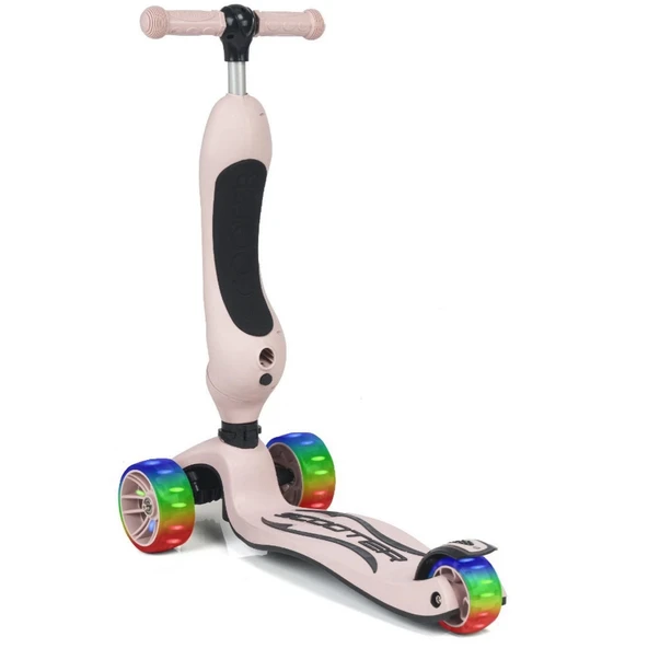 YUMURCAK TOYZ Smart Oturaklı 3 Tekerlekli Işıklı Scooter Bebe Somon Kız Erkek Çocuk Oyuncak Eğitici Oyuncaklar ürün görseli 1