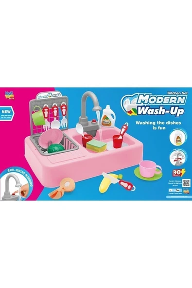 YUMURCAK TOYZ KAY-7020 MODERN PILLI LAVABO PEMBE -VRD Kız Erkek Çocuk Oyuncak Eğitici Oyuncaklar ürün görseli 1