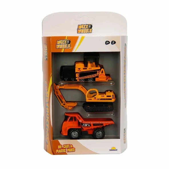 YUMURCAK TOYZ 3'lü Araç Seti İş Makinaları Kız Erkek Çocuk Oyuncak Eğitici Oyuncaklar ürün görseli 1